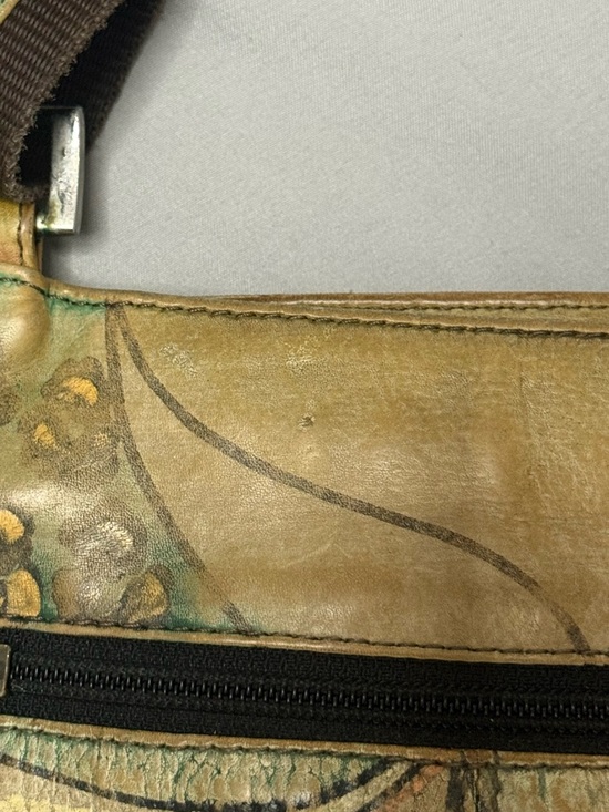 Anuschka Hand Painted Leather Crossbody Sunflower Floral Bag 8.5x10 - Picture 8 of 10